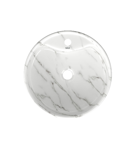 Раковина накладная со смесителем ( BAU Element D41, мрамор + смеситель Hotel Black, черный)