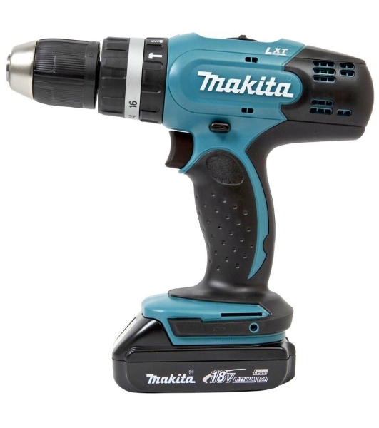 Дрель-шуруповерт Makita DHP453SYE, 18 В, 1.5 Ач, 42 Нм, щеточный