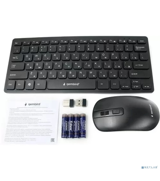 Комплект клавиатура+мышь Gembird KBS-9100 беспроводной, USB, 1600 DPI, чёрный