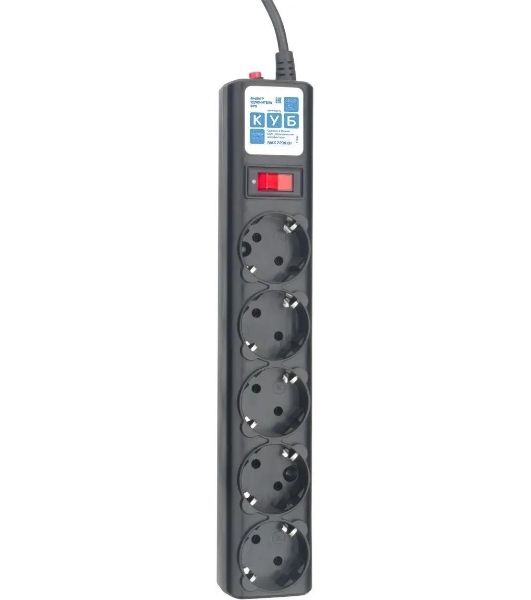Сетевой фильтр PowerCube, PC 3м, 5р, черный граф. 10А, UPS(C14), SPG5-B3