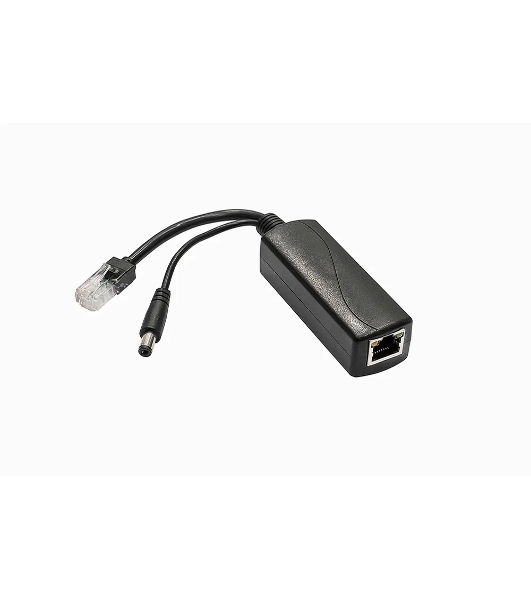 PoE-сплиттер Fast Ethernet. Соответствует стандартам PoE IEEE 802.3af/at. Предназначен для питания оконечных сетевых устройств, не поддерживающих PoE. Порты: вх. - RJ45(10/100 Base-T, IEEE 802.3af/at), вых. - кабель RJ45(10/100 Base-T)/штекер 5.5x2.1мм. Входное напряжение: DC36-57V. Выходное напряжение: DC12V/2A. Встроенная защита от перенапряжения, короткого замыкания. Размеры (ШхВхГ): 80x31x26мм. Длина кабеля - 12см. Рабочая температура -25...+75°C.