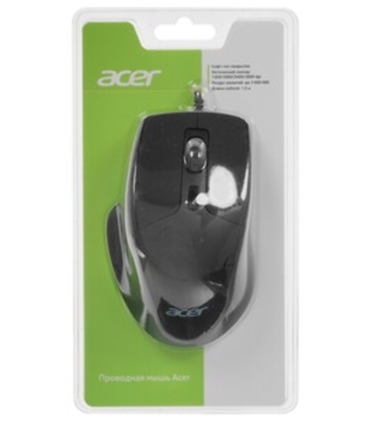 Мышь проводная Acer OMW130 черный, 3600 dpi, USB, кнопки - 6
