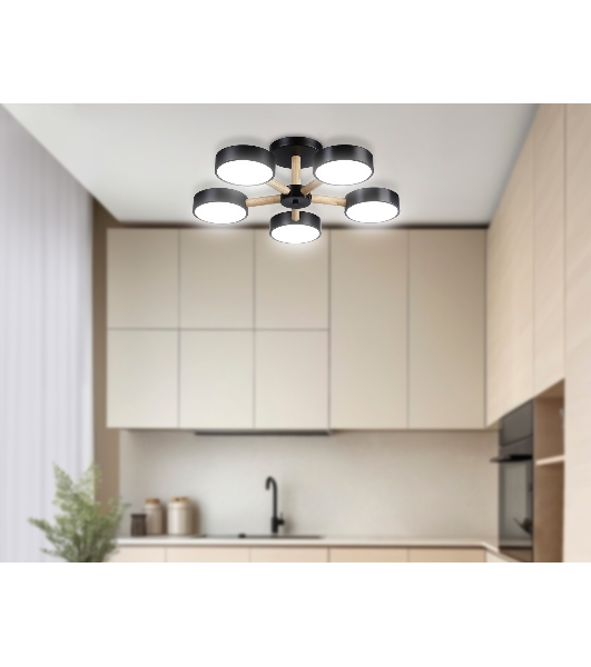 Светильник Ambrella light FL4828/5 BK черный 3000K-6400K 65W D580*160 (ПДУ ИК)