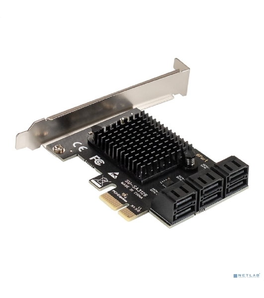 Контроллер ExeGate EXE-516v2 (PCI-E x1 v2.0, SATA3 6Gb/s, 6 int, ASMedia Chipset ASM1166)