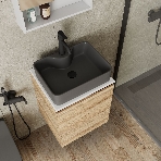 Тумба Bau Dream Blackwood 50 с дверцей, раковина BAU Cerama 48х37 темно-серая матовая, смеситель Hotel Dream Black, нерж. сталь, черный, выпуск клик клак черный, фото7