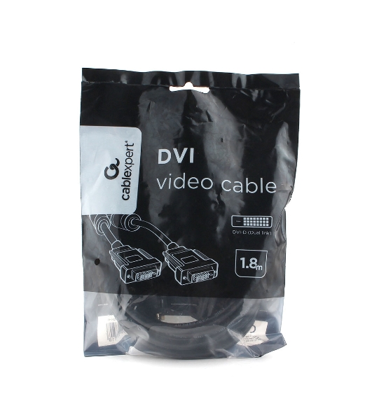 Кабель DVI-D dual link Cablexpert CC-DVI2L-BK-6, 25M/25M, 1.8м, CCS, черный, экран, феррит.кольца, пакет