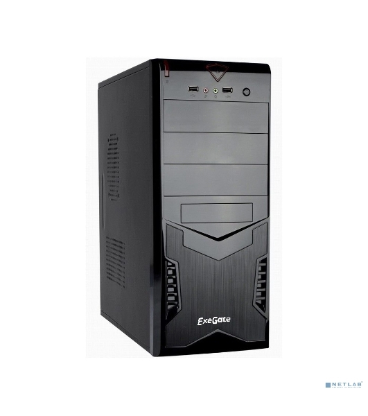 Компьютерный корпус Miditower ExeGate CP-601 Black, ATX, (CP500W, 80мм), 2хUSB, Audio