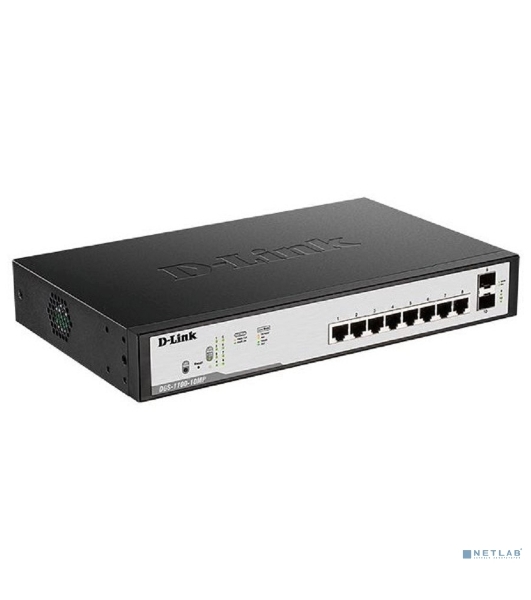 Коммутатор D-Link DGS-1100-10MPV2/A3A, 8×1 Гбит/с + 2×1 Гбит/с SFP, настраиваемый