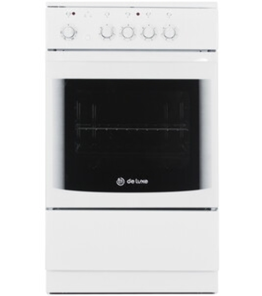 Плита электрическая De Luxe 506004.04ЭС белый, конфорок 4 шт, духовка 60 л, 50 см x 87 см x 60 см