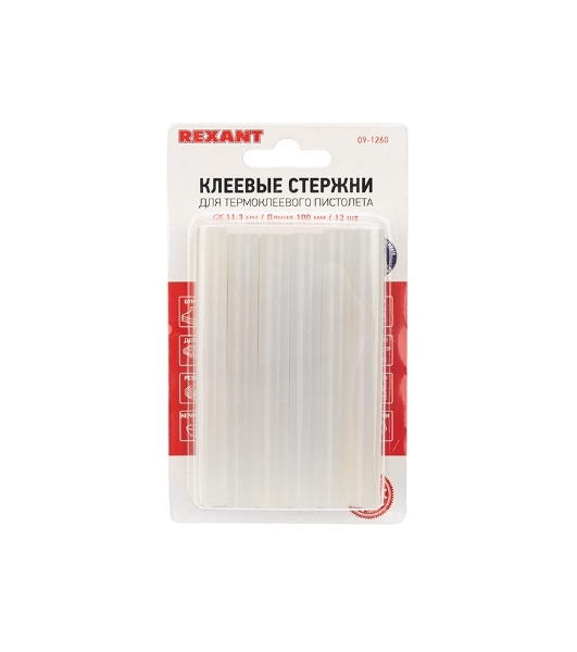 Клеевые стержни Rexant, Ø11 мм, 100 мм, прозрачные - светящиеся, 12 шт., блистер