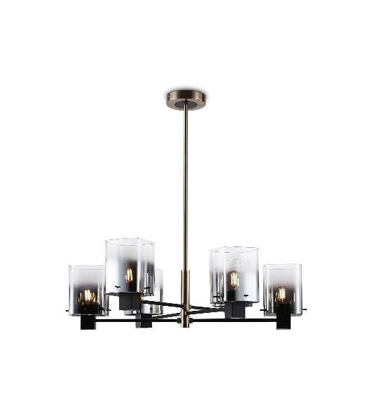 Люстра Ambrella light LH57041/6 BK/DBS/SM черный/темная латунь/дымчатый E14/6 max 40W D690*690