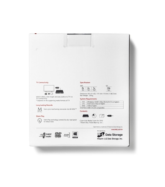 Оптический привод внешний DVD-RW LG GP57EB40 черный USB slim RTL
