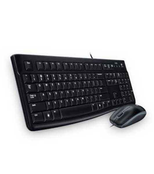 Комплект клавиатура+мышь Logitech MK120 проводной, USB, 1000 DPI, чёрный(заводская гравировка)