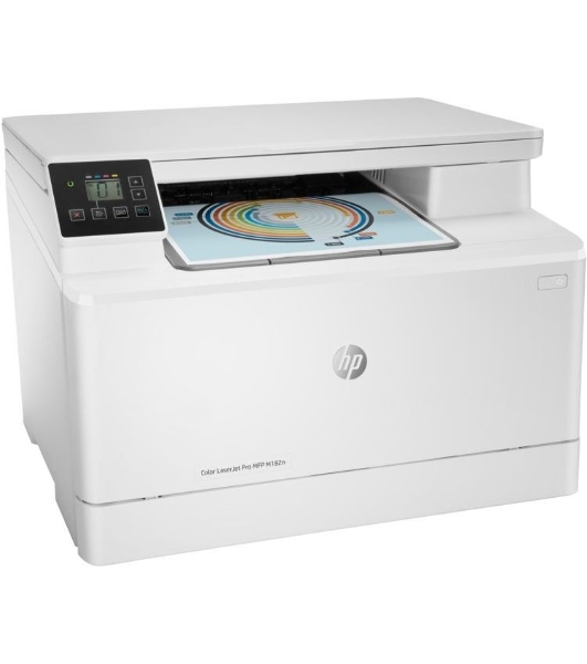 МФУ лазерное HP Color LaserJet Pro MFP M182n (7KW54A), A4, цветной, печ. до 16 стр/мин., 600 x 600 dpi (печать) 1200x1200dpi (скан.), USB, RJ-45, Air Print, Mopria