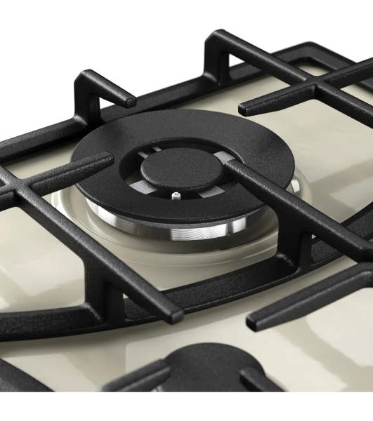 Газовая варочная панель Kuppersberg FS 610 C Bronze, газ, Classic, 61 см, автоматический электроподжиг, газ-контроль, SABAF конфорки, чугунные решетки, цвет бежевый, цвет фурнитуры бронзовый