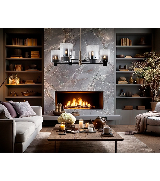 Люстра Ambrella light LH57041/6 BK/DBS/SM черный/темная латунь/дымчатый E14/6 max 40W D690*690