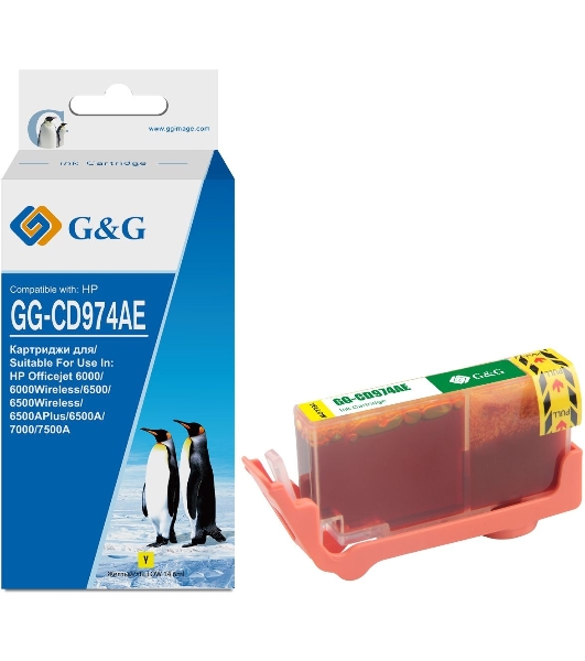 Картридж струйный G&G GG-CD974AE желтый (14.6 мл) для HP Officejet 6000/6500/6500A/7000/7500A