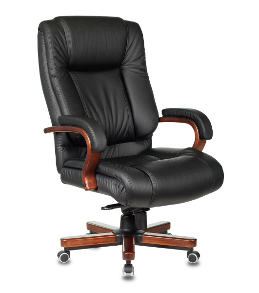 Кресло Бюрократ T-9925WALNUT/BLACK черный, кожа