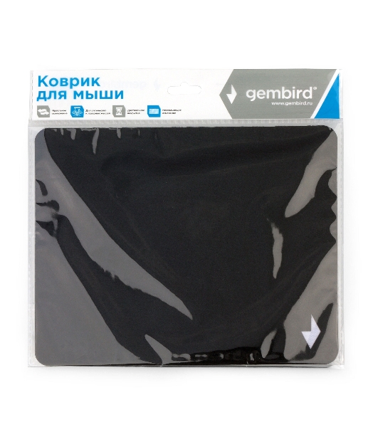 Коврик для мыши Gembird MP-BLACK-S, черный, 220х180х2мм, ткань/резина, пакет
