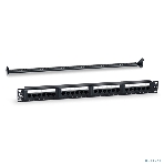 Комм. патч-панель Cabeus, 19', 1HU, портов: 24 х RJ45, кат. 6, неэкр., черный, (PL-24-Cat.6-Dual), фото 1