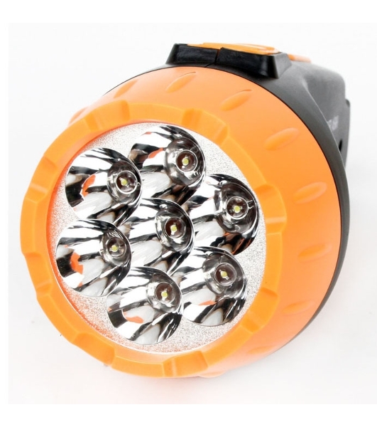 Фонарь LED 3807 (аккум 220В черный/жел. 7 LED; 2 режима SLA пласт. короб) Ultraflash 9216