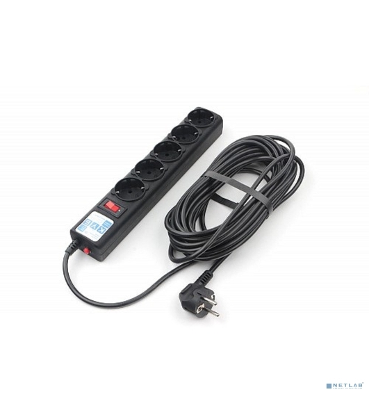 Сетевой фильтр Powercube SPG5-10M 10 м, 5 розеток, черный, коробка