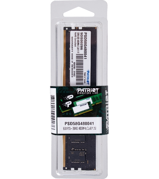 Оперативная память Patriot Signature, DDR5, 8GB (1x8 GB), 4800 MHz, CL40, DIMM