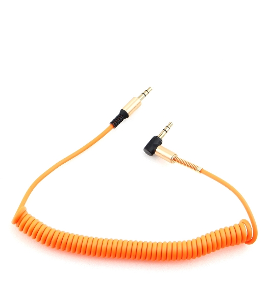 Кабель Cablexpert аудио 90˚ спиральный CCAB-02-35MMLC-1.8MO. 3.5 Jack (M)/3.5 Jack (M), оранжевый, 1.8м, блистер