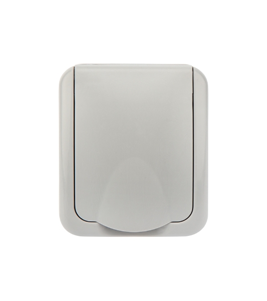 Розетка одноместная Kranz Mini OG IP54, с заземлением, о/у, серая