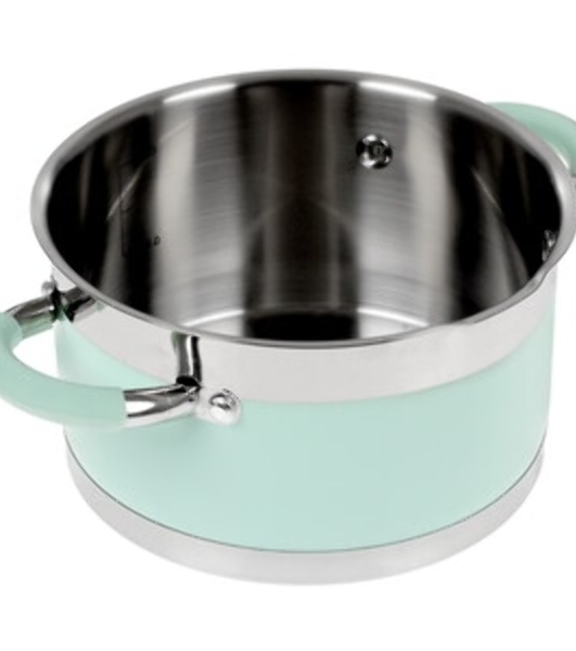 Кастрюля LARA LR02-541 MINT 18x10 см, 2,4 л, носик, индукционное дно, крышка с бортом, полипропилен, силикон, нержавеющая сталь
