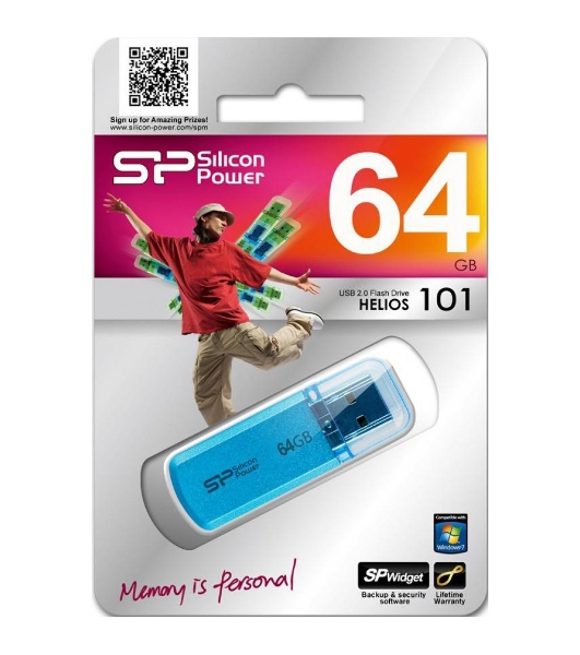 Флешка USB Silicon Power R/W 64Gb Helios 101 SP064Gb,UF2101V1B USB 2.0 синий