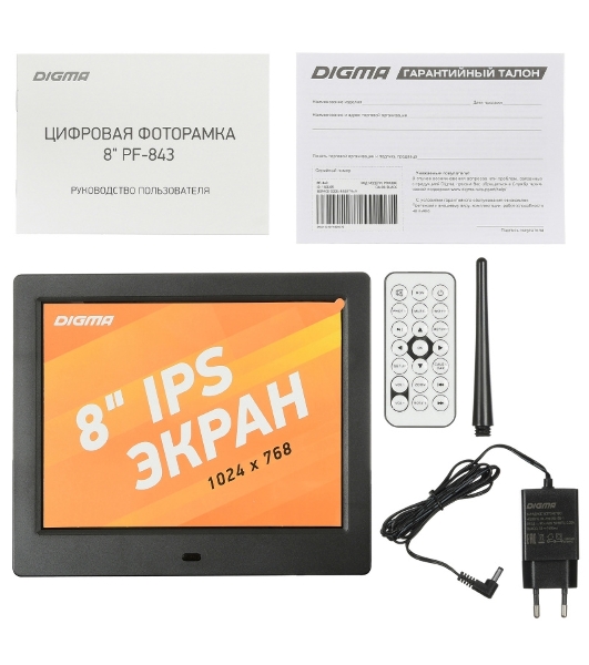 Фоторамка Digma 8' PF-843 1024x768 черный пластик ПДУ Видео