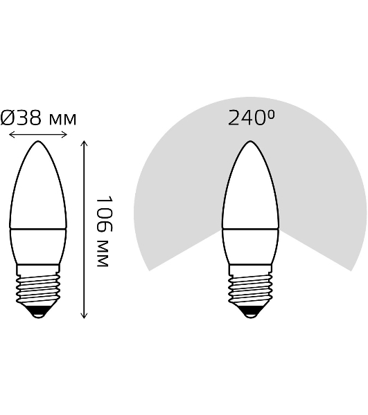 Лампа светодиодная Gauss Elementary 30210 10Вт цок.:E27 свеча 220B 3000K св.свеч.бел.теп. (упак.:10шт)