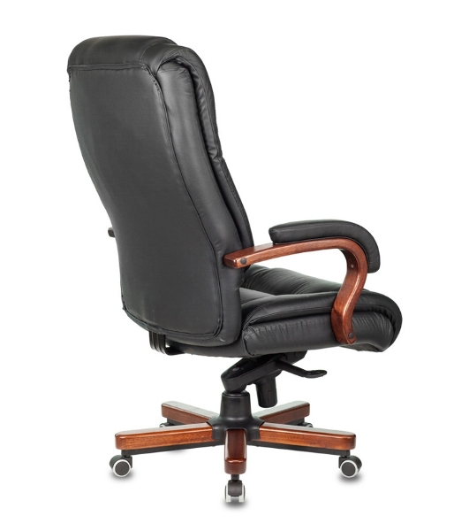 Кресло Бюрократ T-9925WALNUT/BLACK черный, кожа