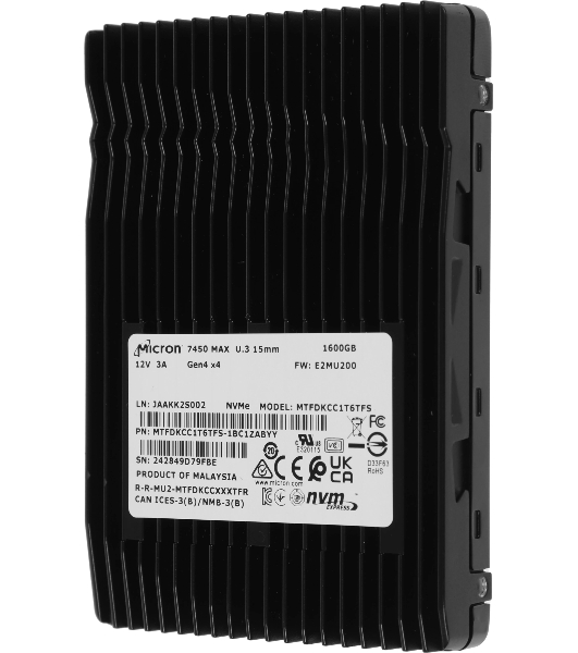 Накопитель SSD Micron 7450 Max, 1600Gb, 2.5', U.3, R/W 6800/2700