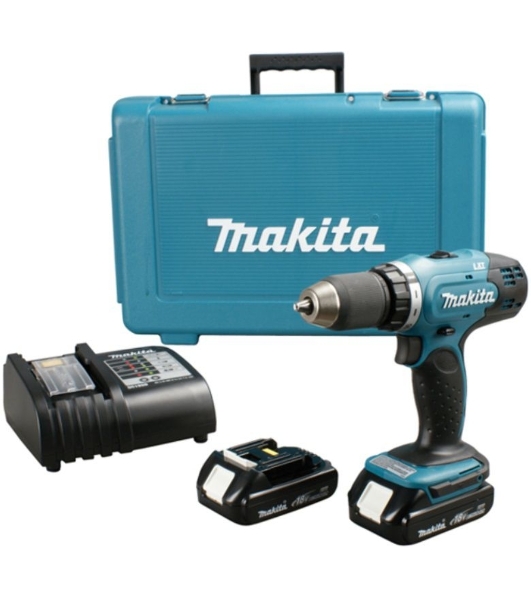 Дрель-шуруповерт Makita DHP453SYE, 18 В, 1.5 Ач, 42 Нм, щеточный