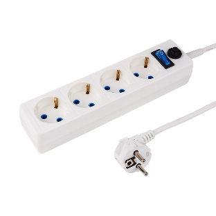 Сетевой фильтр PROconnect STANDARD 4 гнезда, 3 м, 3х0.75 мм², с/з + автовыкл., белый