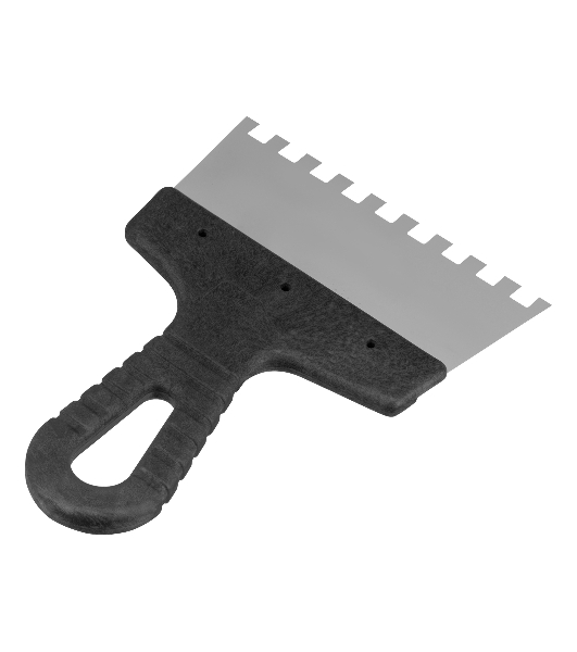 Шпатель из нержавеющей стали Сибртех 150 мм, зуб 8х8 мм, пластмассовая рукоятка