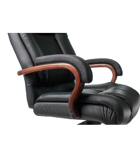 Кресло Бюрократ T-9925WALNUT/BLACK черный, кожа