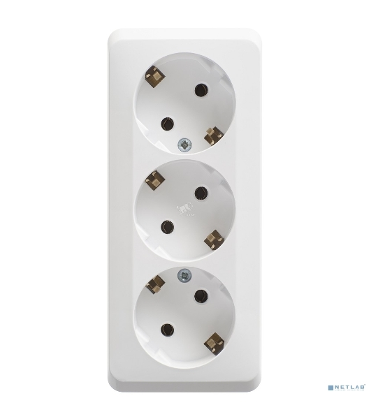 Тройная розетка Schneider Electric ЭТЮД O/У с заземлением без шторок 16А 250B, белый,