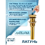 Раковина накладная на столешницу BAU Mini квадратная 24х24 белая, выпуск клик клак, золото, фото4