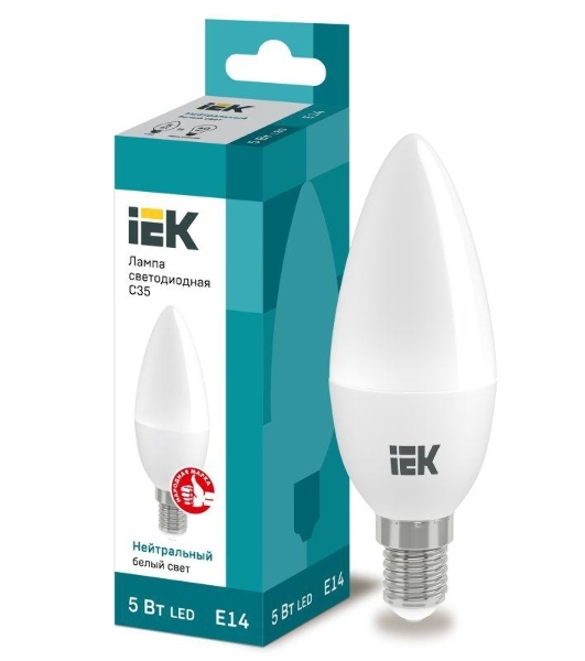 Лампа cветодиодная IEK LLE-C35-5-230-40-E14 ECO C35 свеча 5Вт 230В 4000К E14