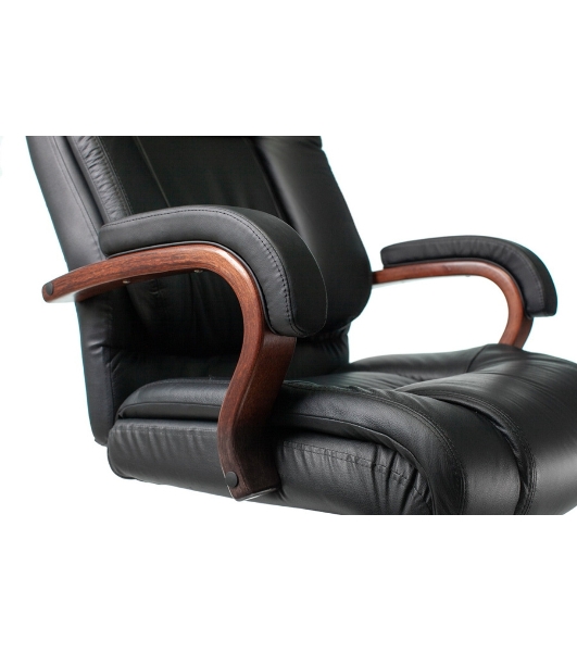 Кресло Бюрократ T-9925WALNUT/BLACK черный, кожа