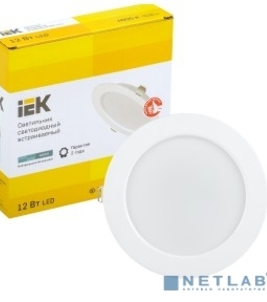 Светильник IEK LDVO0-1613-12-4000-K01 LED ДВО 1613 белый круг 12Вт 4000К IP20 пластик. корпус, диам 145 мм