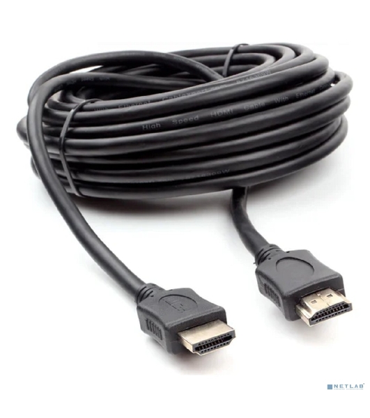 Кабель HDMI Cablexpert CC-HDMI4L-10M, 10м, v2.0, 19M/19M, серия Light, черный, позол.разъемы, экран, пакет