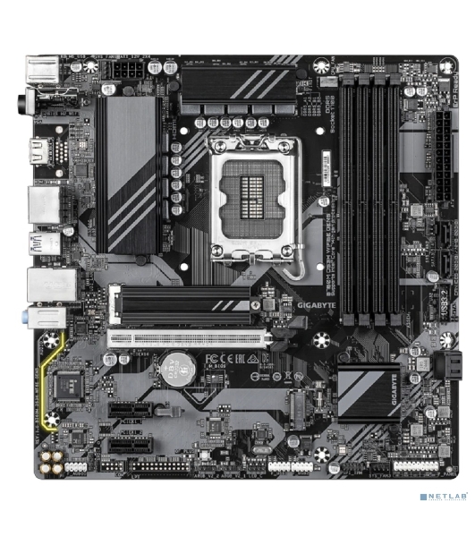 Материнская плата Gigabyte B760M DS3H WIFI6E GEN5, LGA1700, Intel B760, 4xDDR5, 4xSATA, 2xM.2, 1xPCIe 5.0 x16, 2xPCIe 4.0 x1, 1xHDMI, 2xDP, 1x2.5Gb LAN, Wi-Fi 6E, Bluetooth 5.3, 1xUSB-C 10Gbps, 3xUSB-A 5Gbps, 2xUSB-A 2.0, 3x3.5 мм, 7.1, mATX