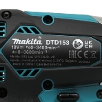 Дрель-шуруповерт Makita DTD153ZJ, 18 В, 0 Ач, 170 Нм, бесщеточный, ударный, фото7