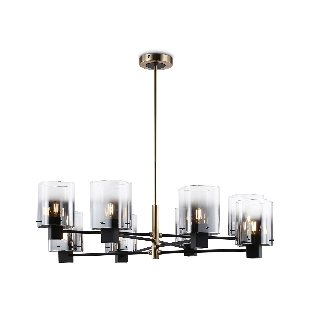 Люстра Ambrella light LH57043/8 BK/DBS/SM черный/темная латунь/дымчатый E14/8 max 40W D830*710
