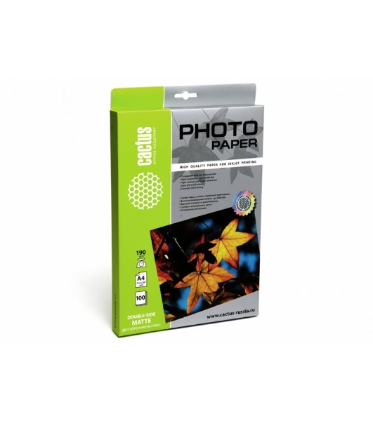 Фотобумага Cactus CS-MA4190100DS матовая двусторонняя A4 190 г/м2 100 листов