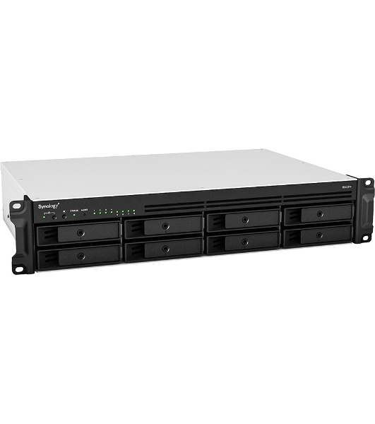 Сетевое хранилище Synology Rack 2U, QC2.2GHzCPU/4GbDDR4(upto32)/RAID0,1,5,6,10/upto 8 hot plug HDDs SATA(3,5'or2,5')(upto 12 with RX418)/2xUSB3.2/1eSATA/iSCSI/4xGbE(+1Expslot)/2xIPcam(upto 40)/2xPS/norail